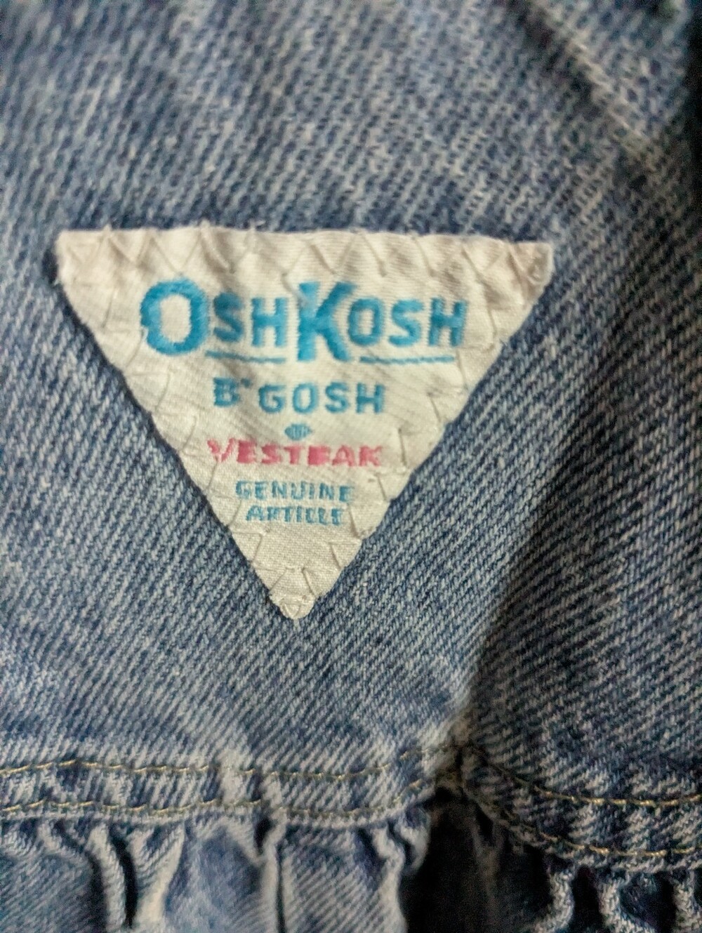 Vintage OshKosh B'gosh Overalls Kids Girls 2T Blue Denim Vestbak 90s Snap Leg - Picture 3 of 11